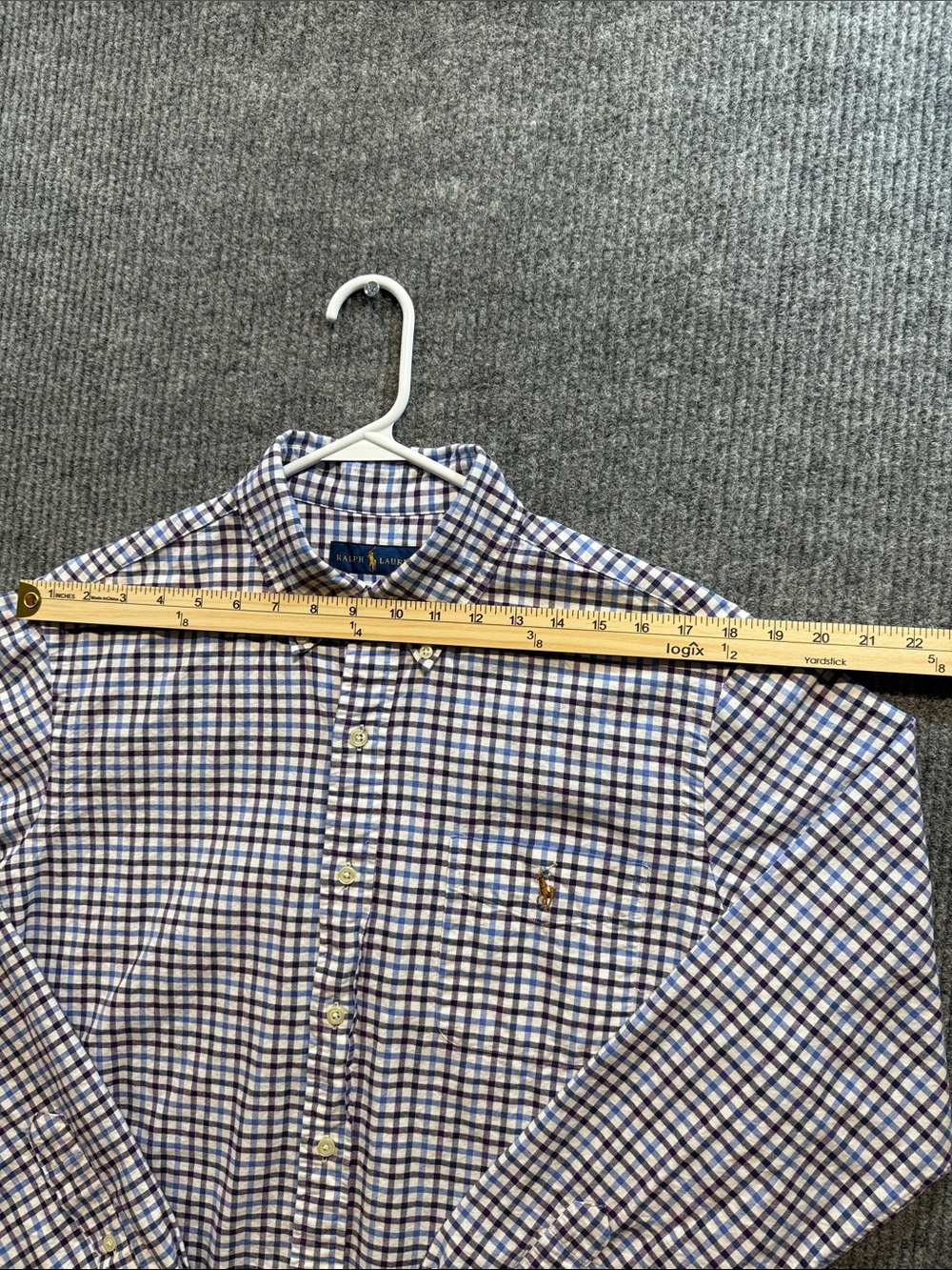 Polo by Ralph Lauren Blue White Black and Maroon Checked Pocket Shirt Large - Picture 4 of 10